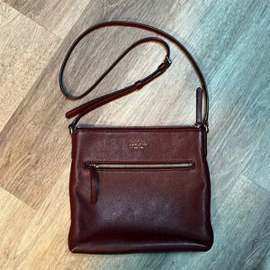 Kate Spade pebbled leather crossbody bag purse - maroon